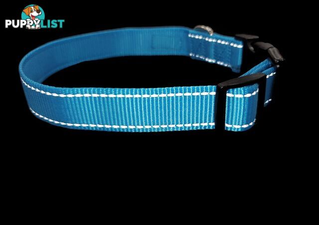 Nylon w/Reflective Stitching Dog Collar - Moondidley Pets - MDPCOLREFLPNK