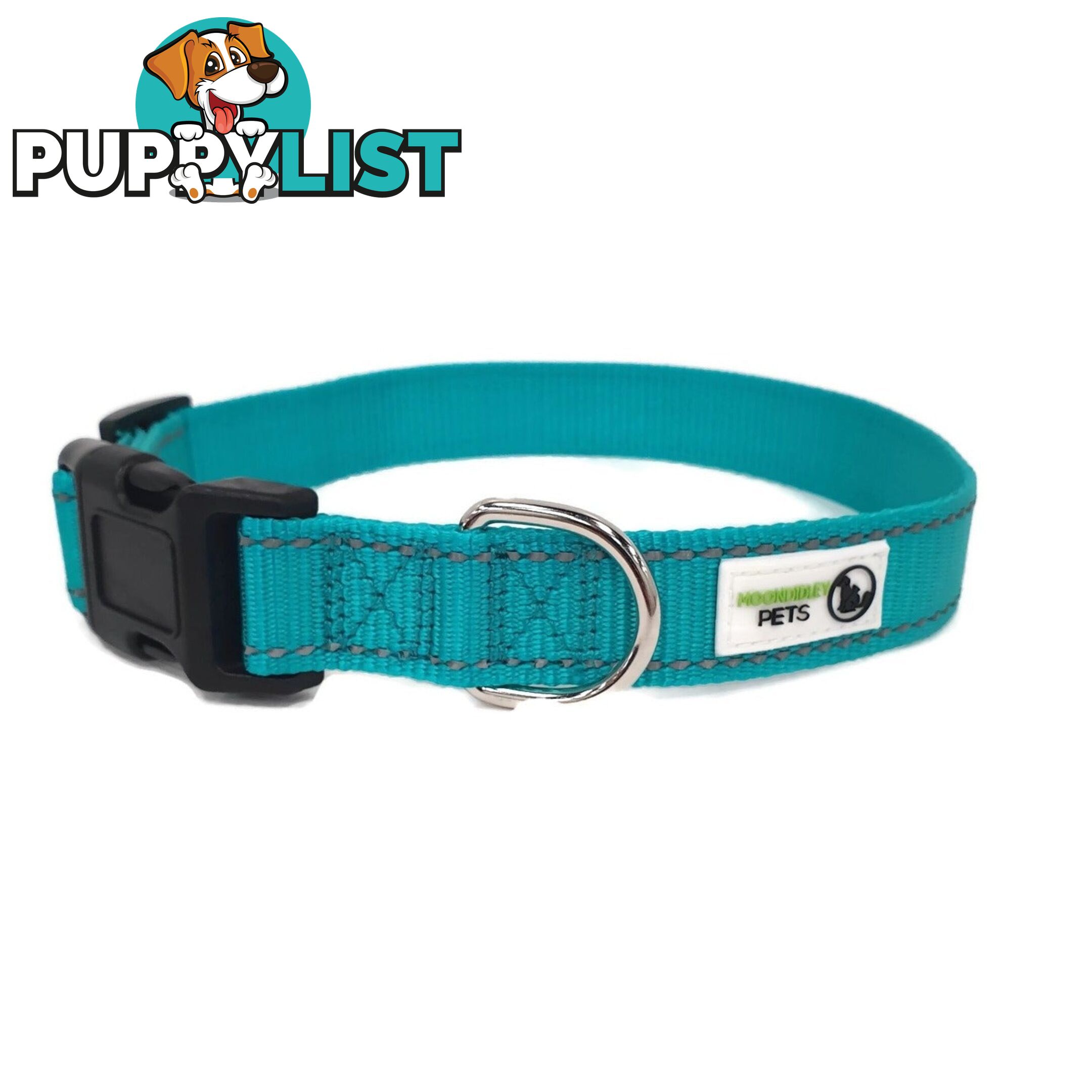 Nylon w/Reflective Stitching Dog Collar - Moondidley Pets - MDPCOLREFLPNK