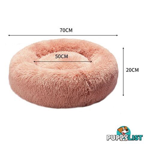Pet Bed Cat Dog Donut Nest Calming Deep Sleeping Pink - WB-JC1058-XXL-PK