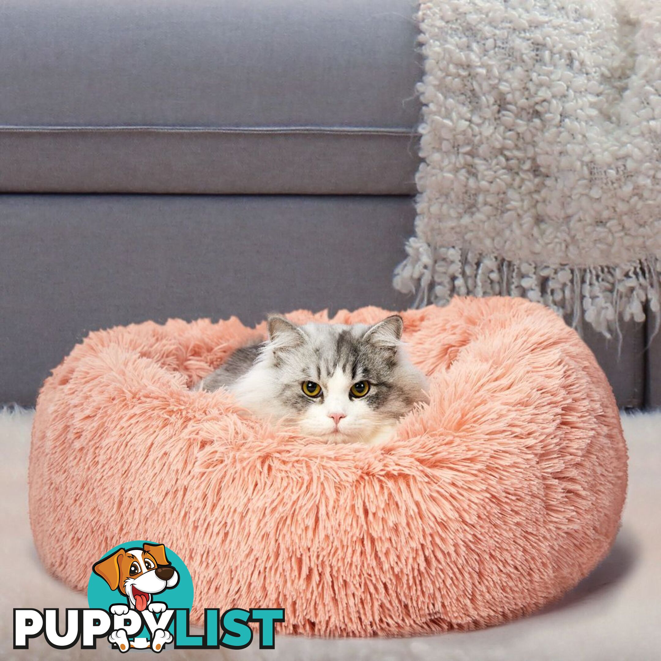 Pet Bed Cat Dog Donut Nest Calming Deep Sleeping Pink - WB-JC1058-XXL-PK