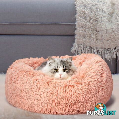 Pet Bed Cat Dog Donut Nest Calming Deep Sleeping Pink - WB-JC1058-XXL-PK