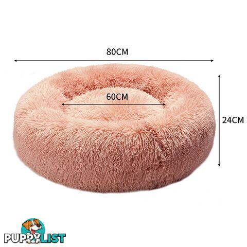 Pet Bed Cat Dog Donut Nest Calming Deep Sleeping Pink - WB-JC1058-XXL-PK