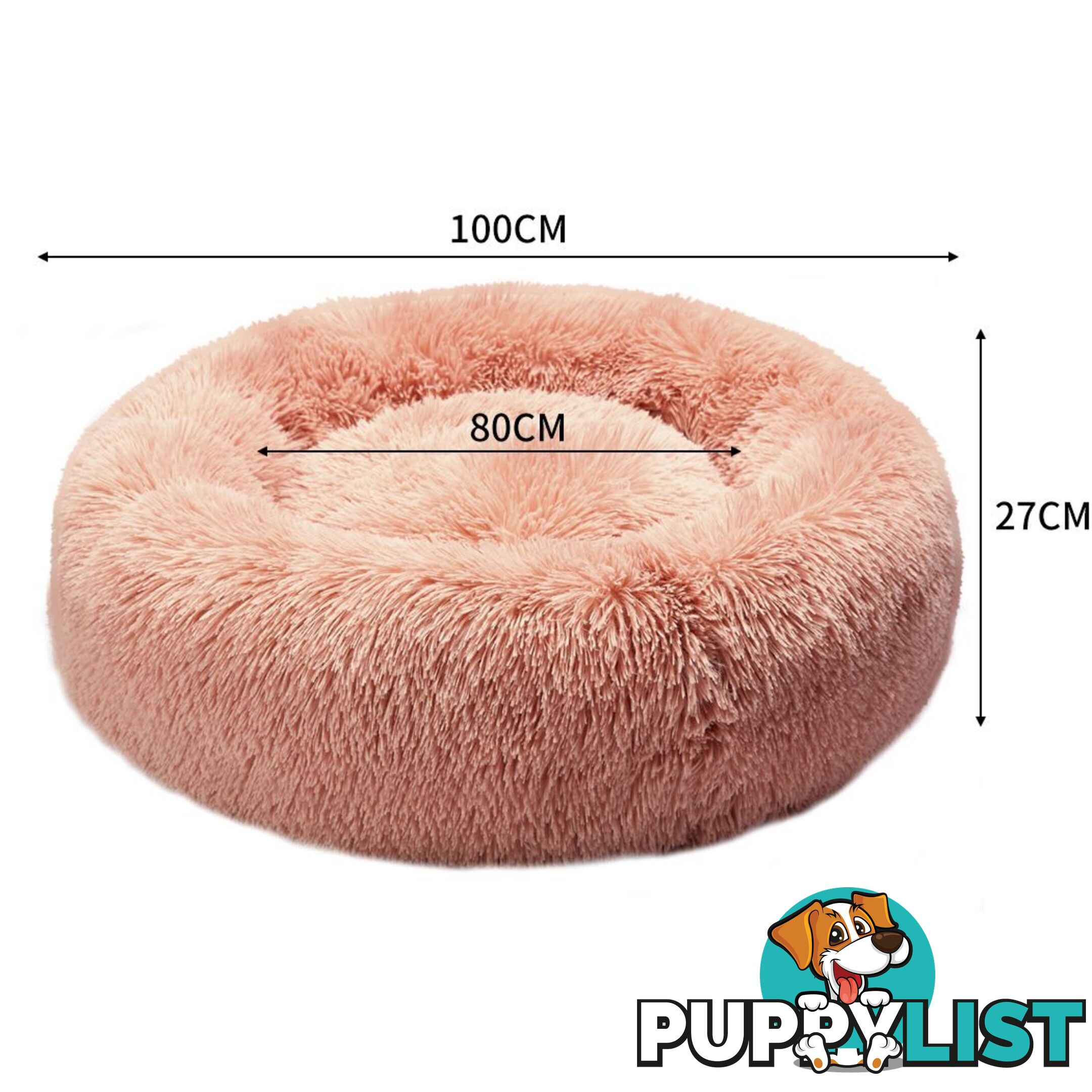 Pet Bed Cat Dog Donut Nest Calming Deep Sleeping Pink - WB-JC1058-XXL-PK
