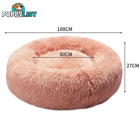 Pet Bed Cat Dog Donut Nest Calming Deep Sleeping Pink - WB-JC1058-XXL-PK