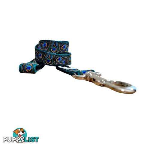 Peacock Feather Dog Lead / Leash - Hand Made by The Bark Side - TBSLDPEATEA251.5