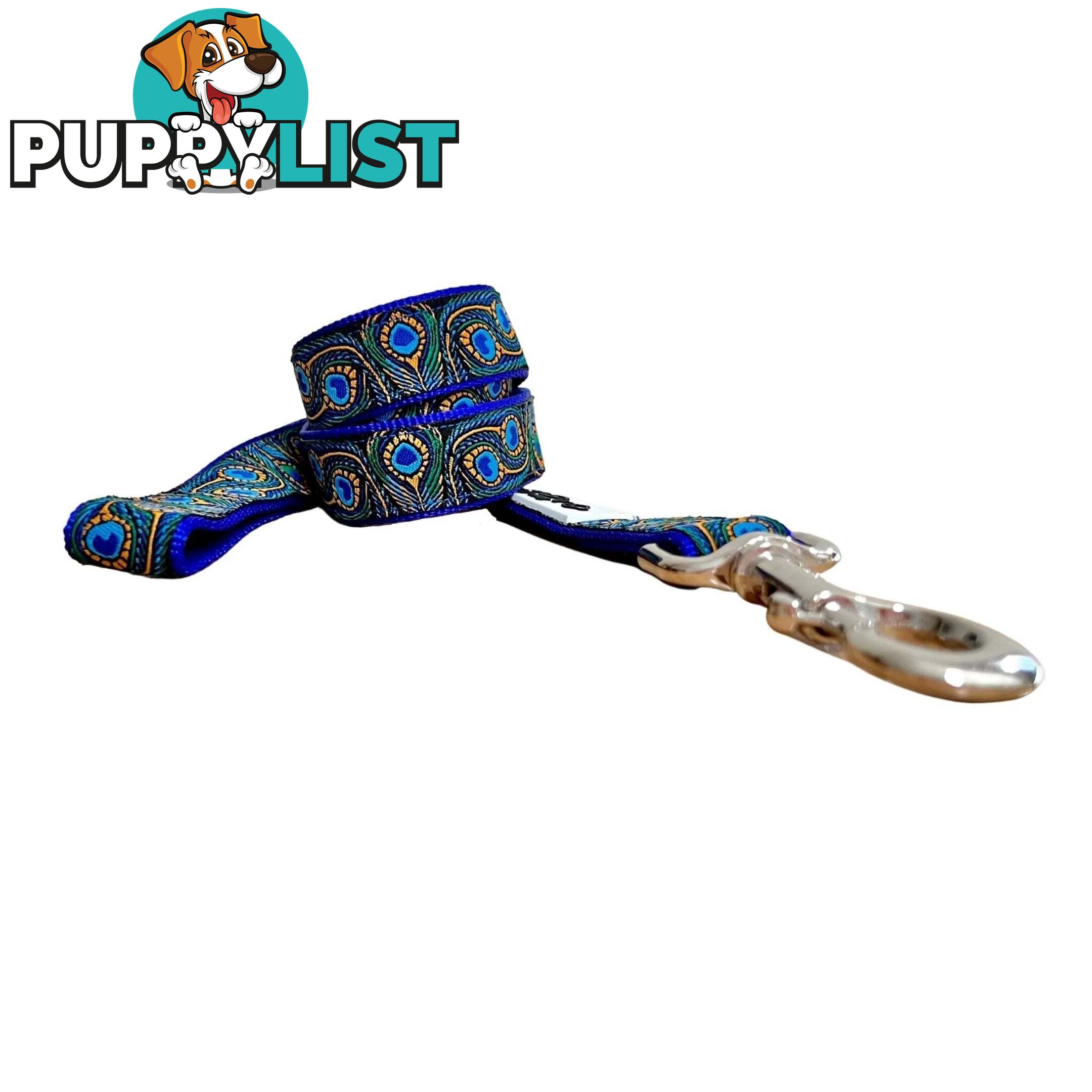 Peacock Feather Dog Lead / Leash - Hand Made by The Bark Side - TBSLDPEATEA251.5