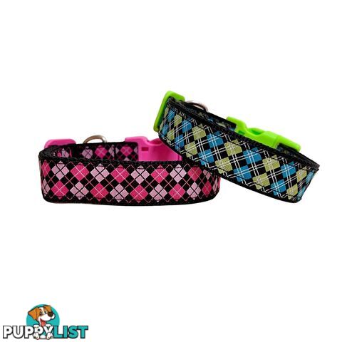 Tartan Dog Collar / XS - L - Hand Made by The Bark Side - TBSTARLGEPNK