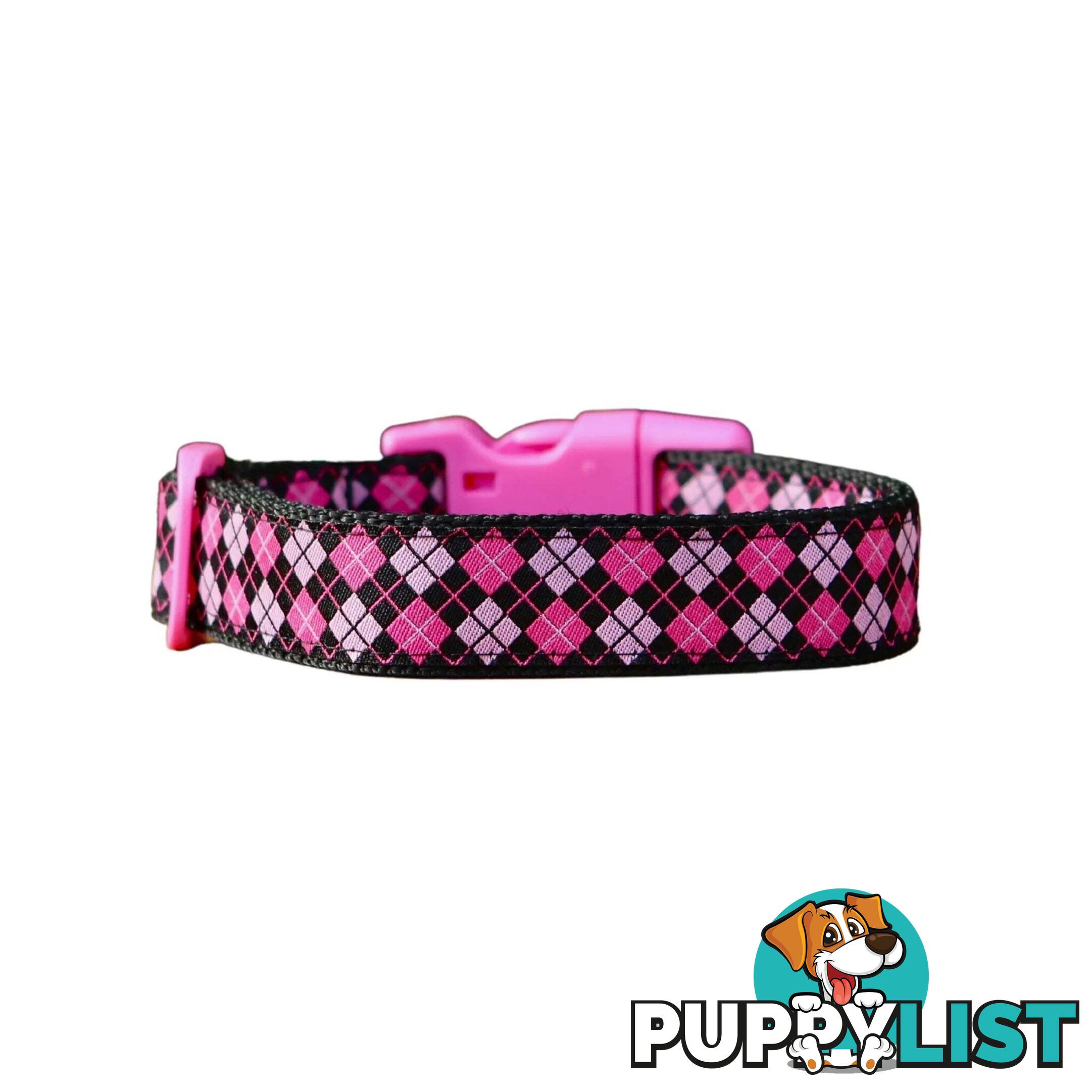 Tartan Dog Collar / XS - L - Hand Made by The Bark Side - TBSTARLGEPNK