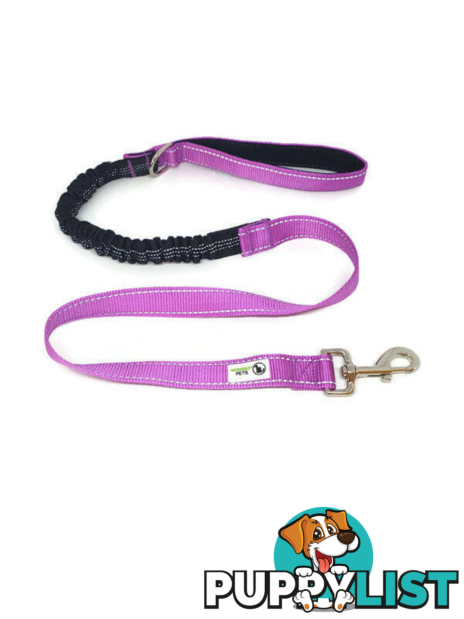 Bungee Dog Lead Nylon w/Reflective Stitching - Moondidley Pets - MDPLDBUNTQ