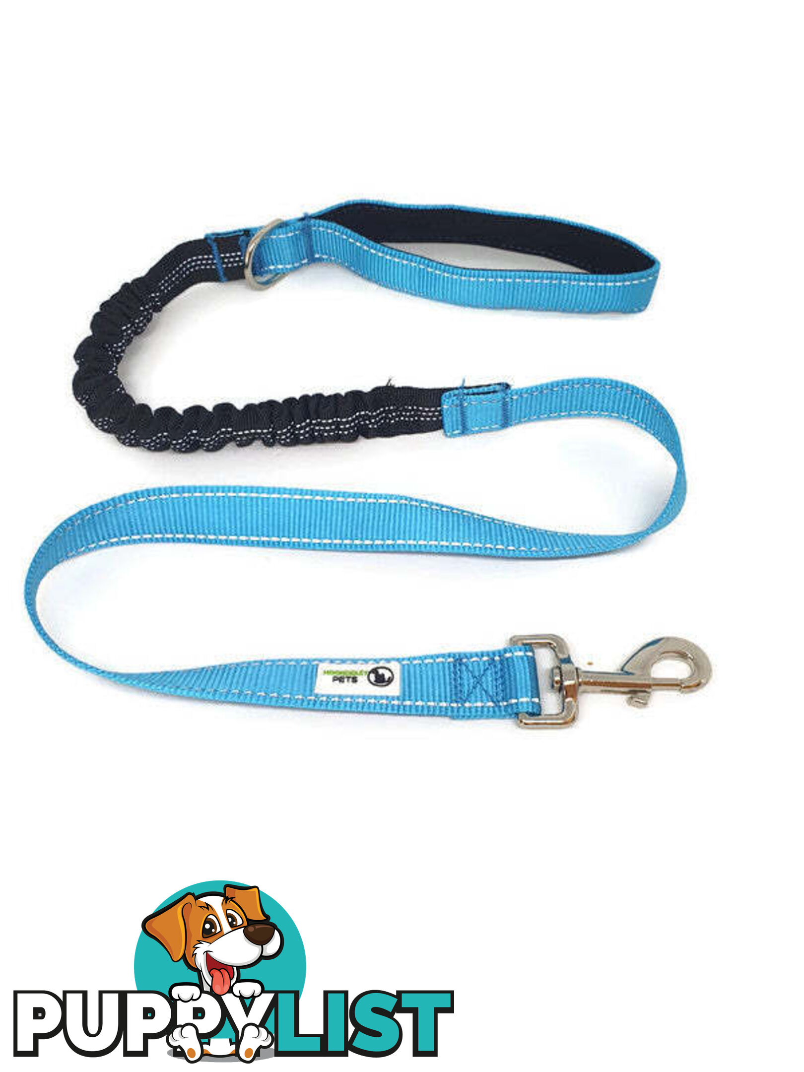 Bungee Dog Lead Nylon w/Reflective Stitching - Moondidley Pets - MDPLDBUNTQ