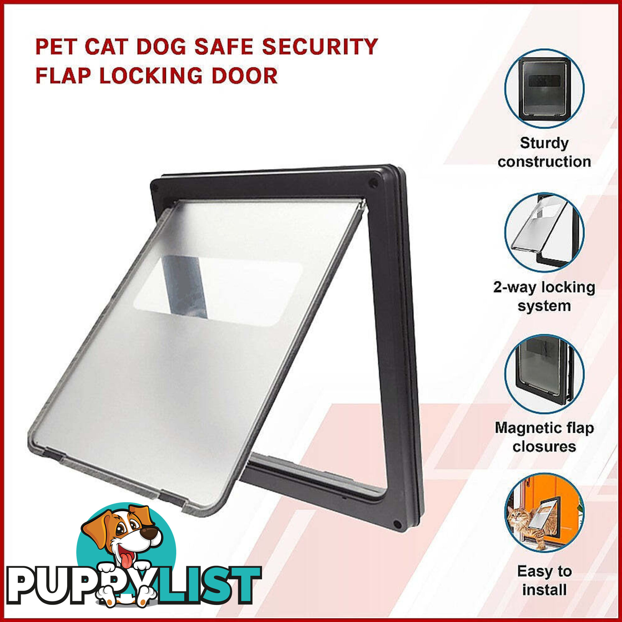 Pet Cat Dog Safe Security Flap Locking Door - V63-822821