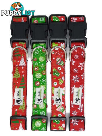 Christmas Dog Collars Adjustable - Moondidley Pets - MDPCOLXMAMGRNSNO