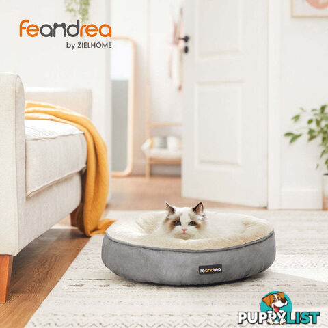 FEANDREA 50cm Dog Sofa Bed Round Shape Fabric Light Grey - V227-3309641001080