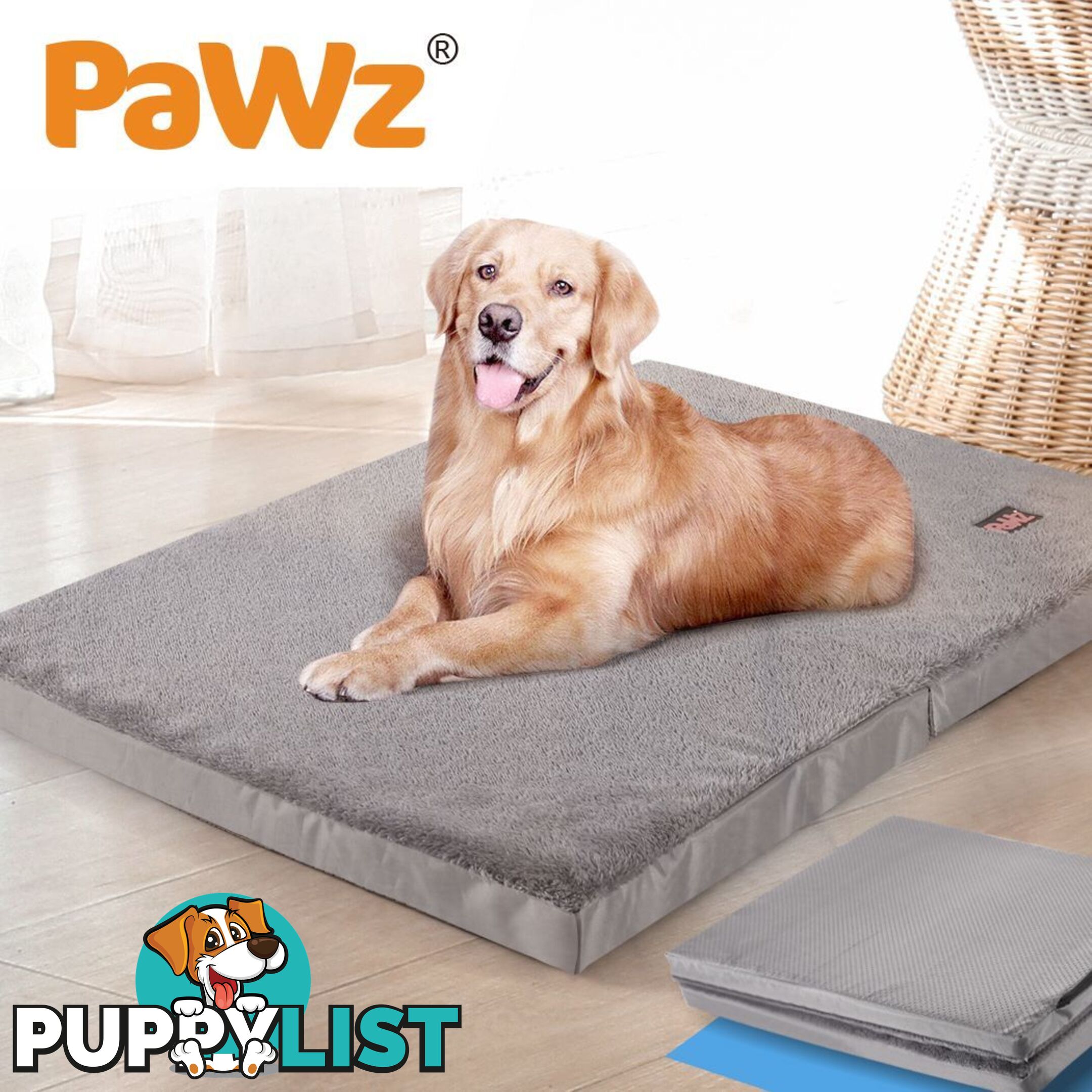 Pet Bed Foldable Dog Puppy Beds Cushion Pad Pads Soft Plush Black PaWz - WB-JC1045-M-BK
