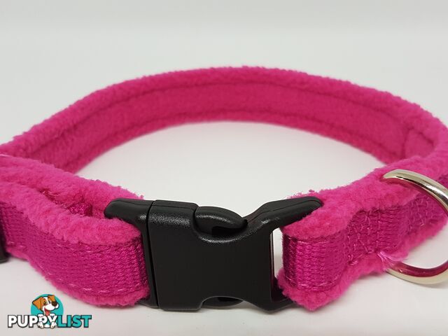 Doggie ID Collar Bamboo Fibre Fleece Padded Personalised Embroidered - CCB-CO-NP5-MRD-NO