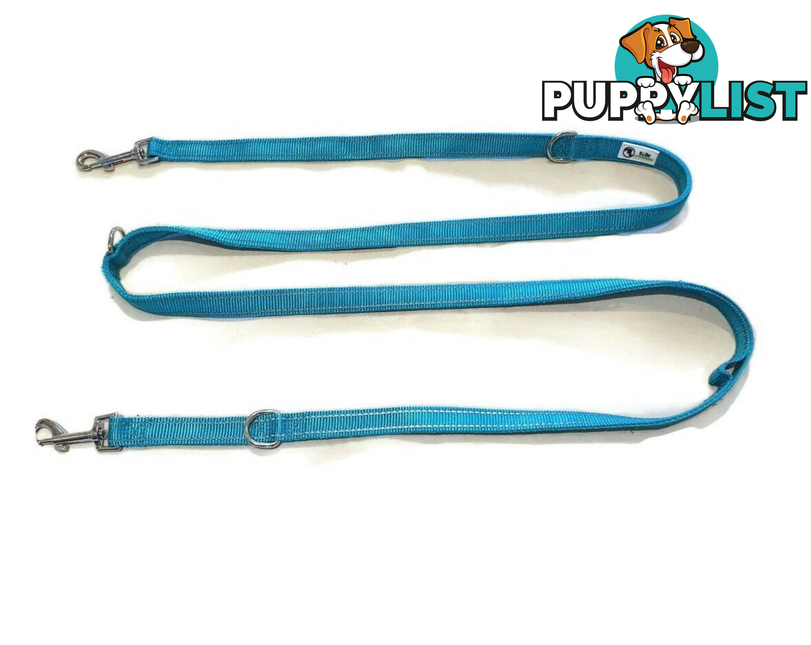 Multi Dog Lead - Nylon w/Reflective Stitching - Double Clip ,Coupler, Waist Belt, Short/Long, Quicktie Moondidley Pets - MDPLDMUL25PUR