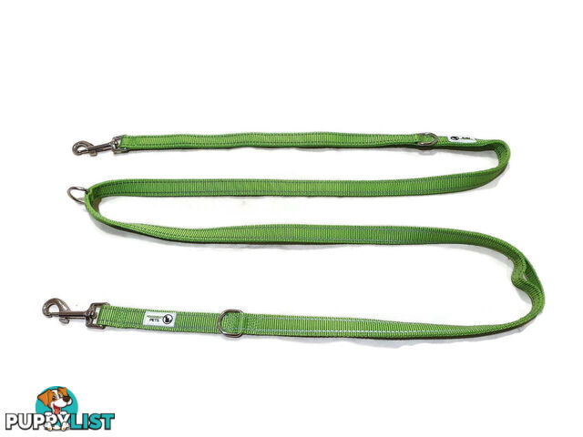 Multi Dog Lead - Nylon w/Reflective Stitching - Double Clip ,Coupler, Waist Belt, Short/Long, Quicktie Moondidley Pets - MDPLDMUL25PUR