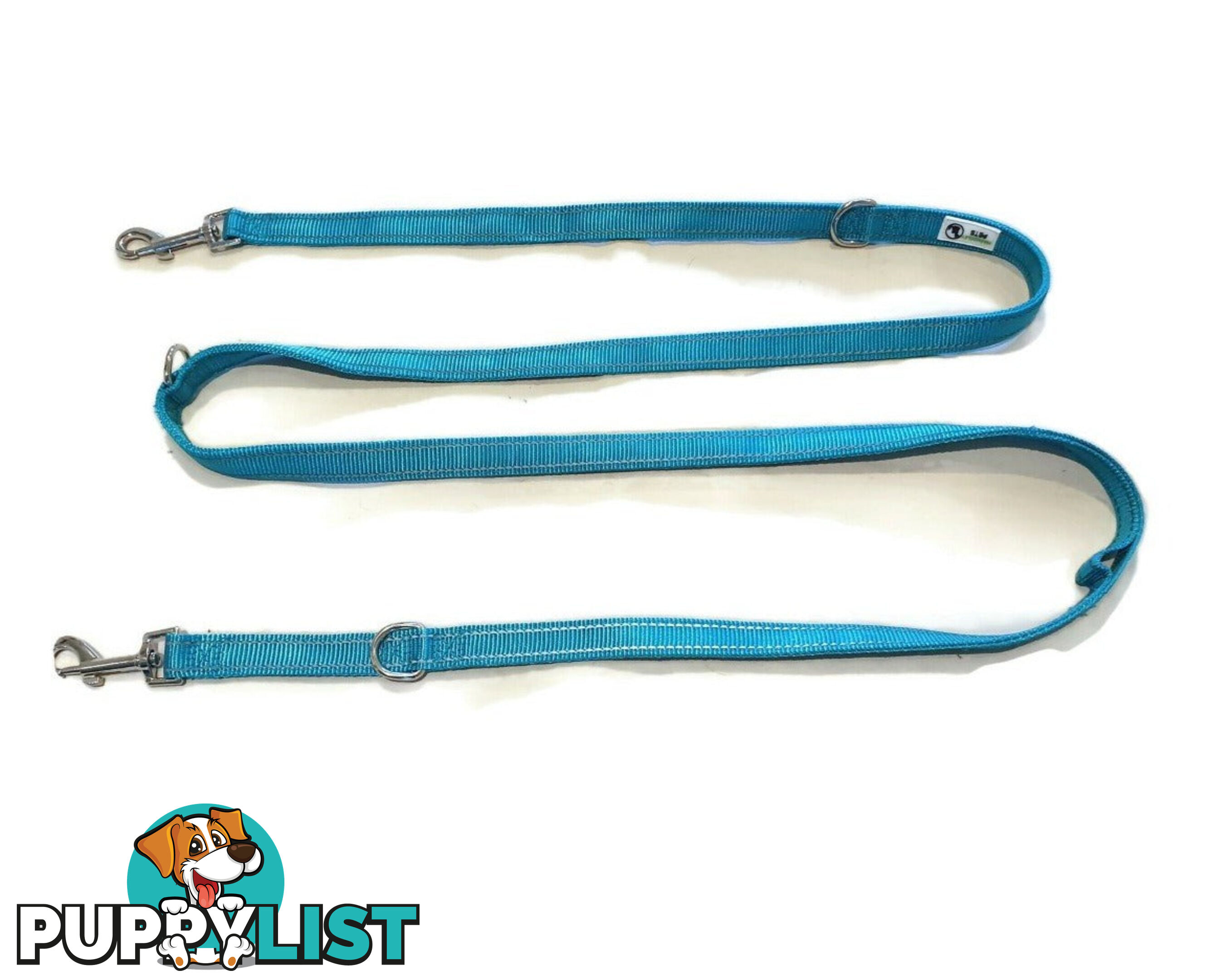 Multi Dog Lead - Nylon w/Reflective Stitching - Double Clip ,Coupler, Waist Belt, Short/Long, Quicktie Moondidley Pets - MDPLDMUL25PUR