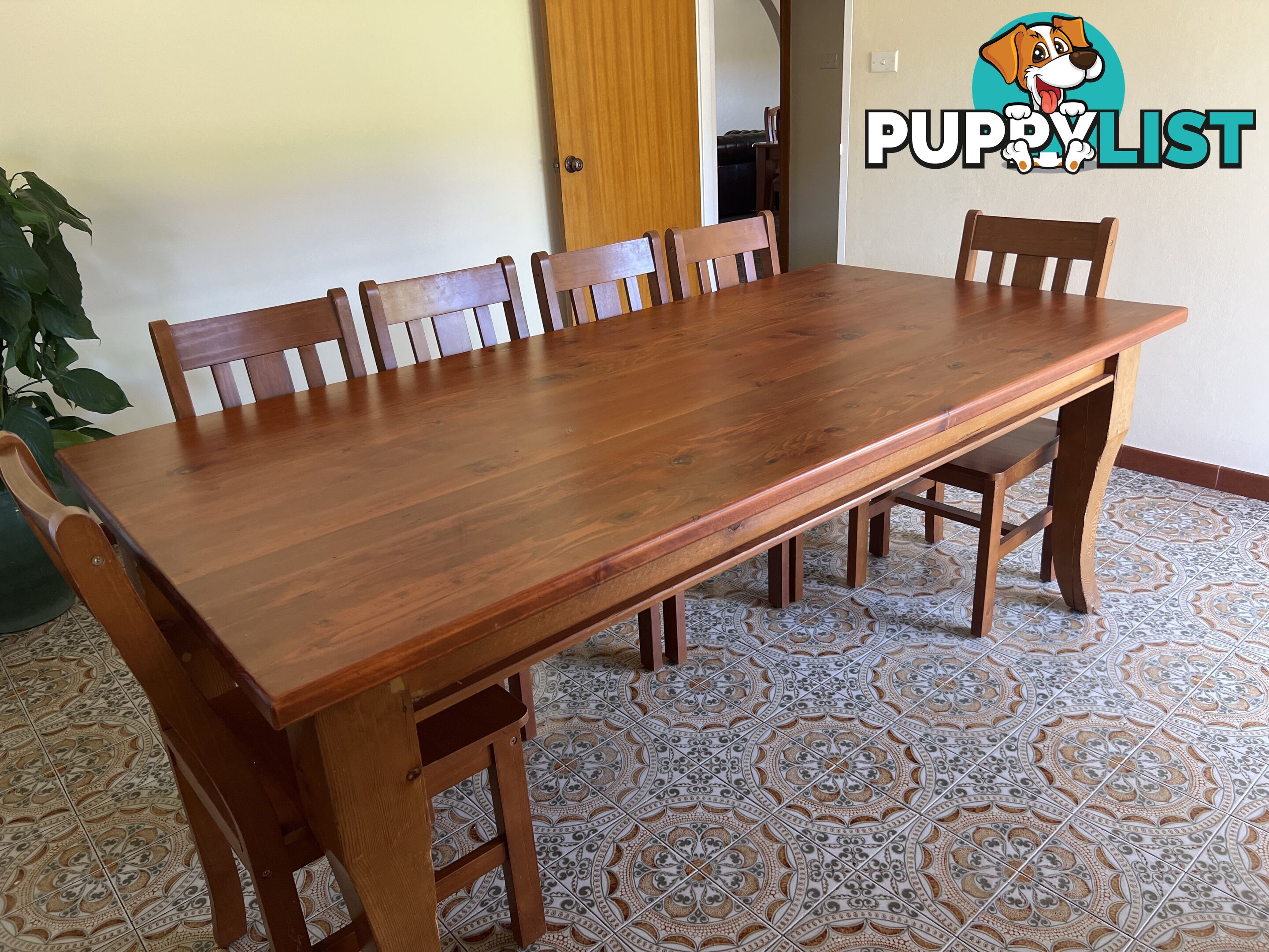 Timber table  with 6 chairs