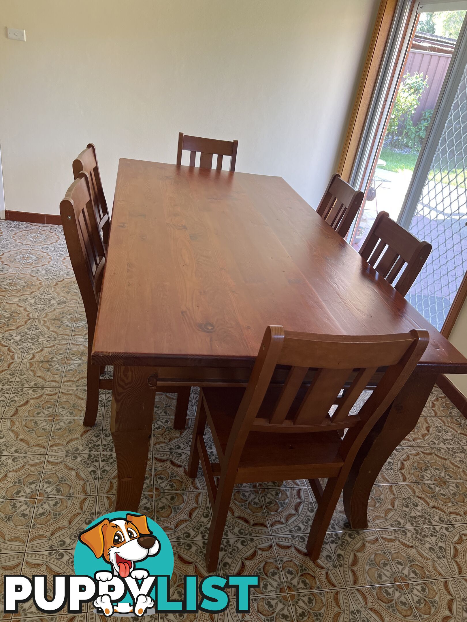 Timber table  with 6 chairs