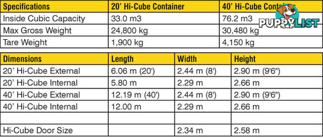 New 40ft High Cube Shipping Containers Ipswich - From $7900 + GST