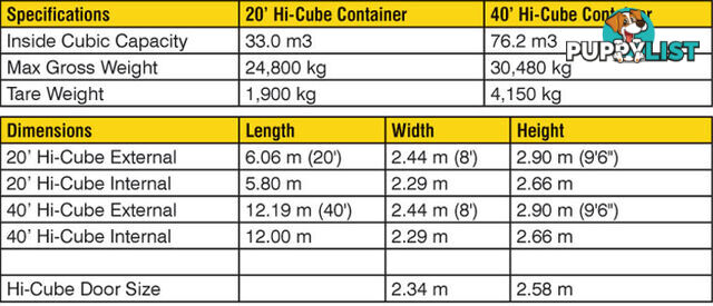 New 40ft High Cube Shipping Containers Lakelands - From $7950 + GST