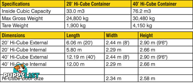 New 40ft High Cube Shipping Containers Loch Sport - From $7100 + GST