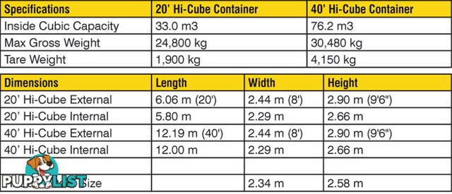 New 40ft High Cube Shipping Containers Michelago - From $7150 + GST