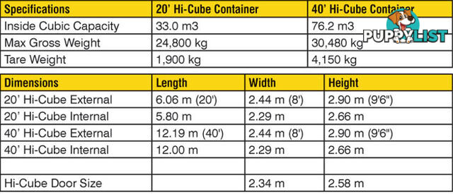 New 40ft High Cube Shipping Containers Seaham - From $7950 + GST