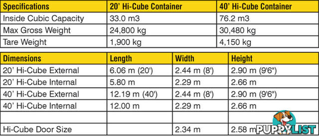 New 40ft High Cube Shipping Containers Denman - From $7950 + GST