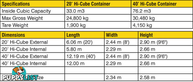 New 40ft High Cube Shipping Containers  - From $7200 + GST