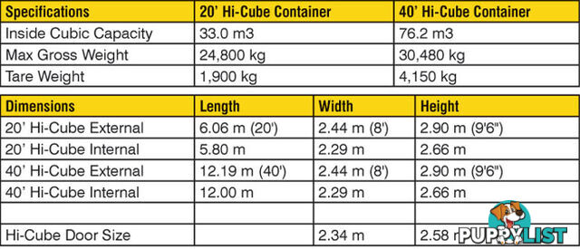 New 40ft High Cube Shipping Containers Yeoval - From $7150 + GST