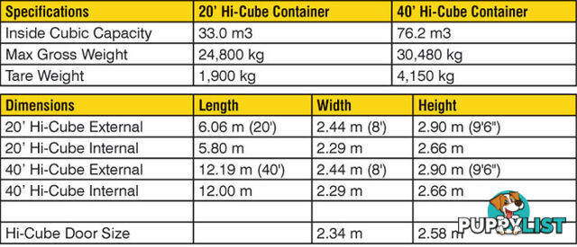 New 40ft High Cube Shipping Containers Clifton - From $7900 + GST