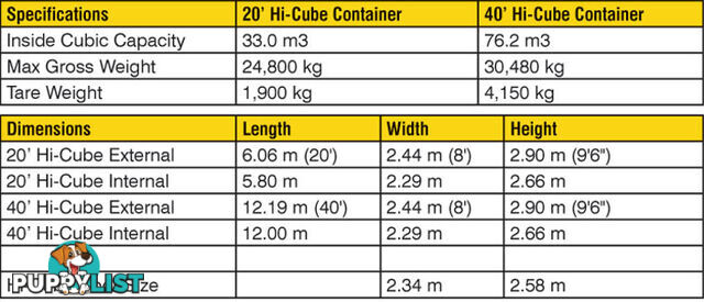 New 40ft High Cube Shipping Containers Scone - From $7950 + GST