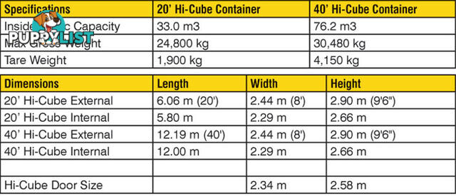 New 40ft High Cube Shipping Containers Boco - From $7150 + GST