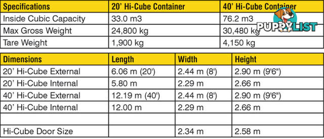 New 40ft High Cube Shipping Containers Cessnock - From $7950 + GST