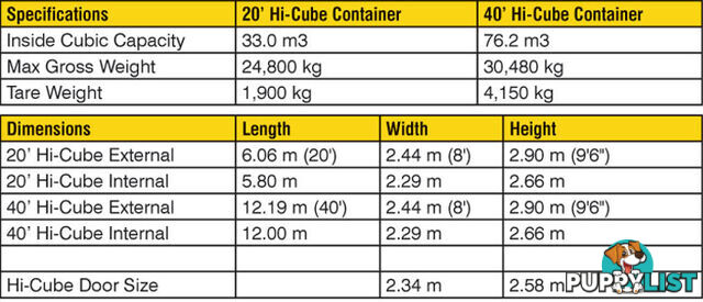 New 40ft High Cube Shipping Containers Paterson - From $7950 + GST