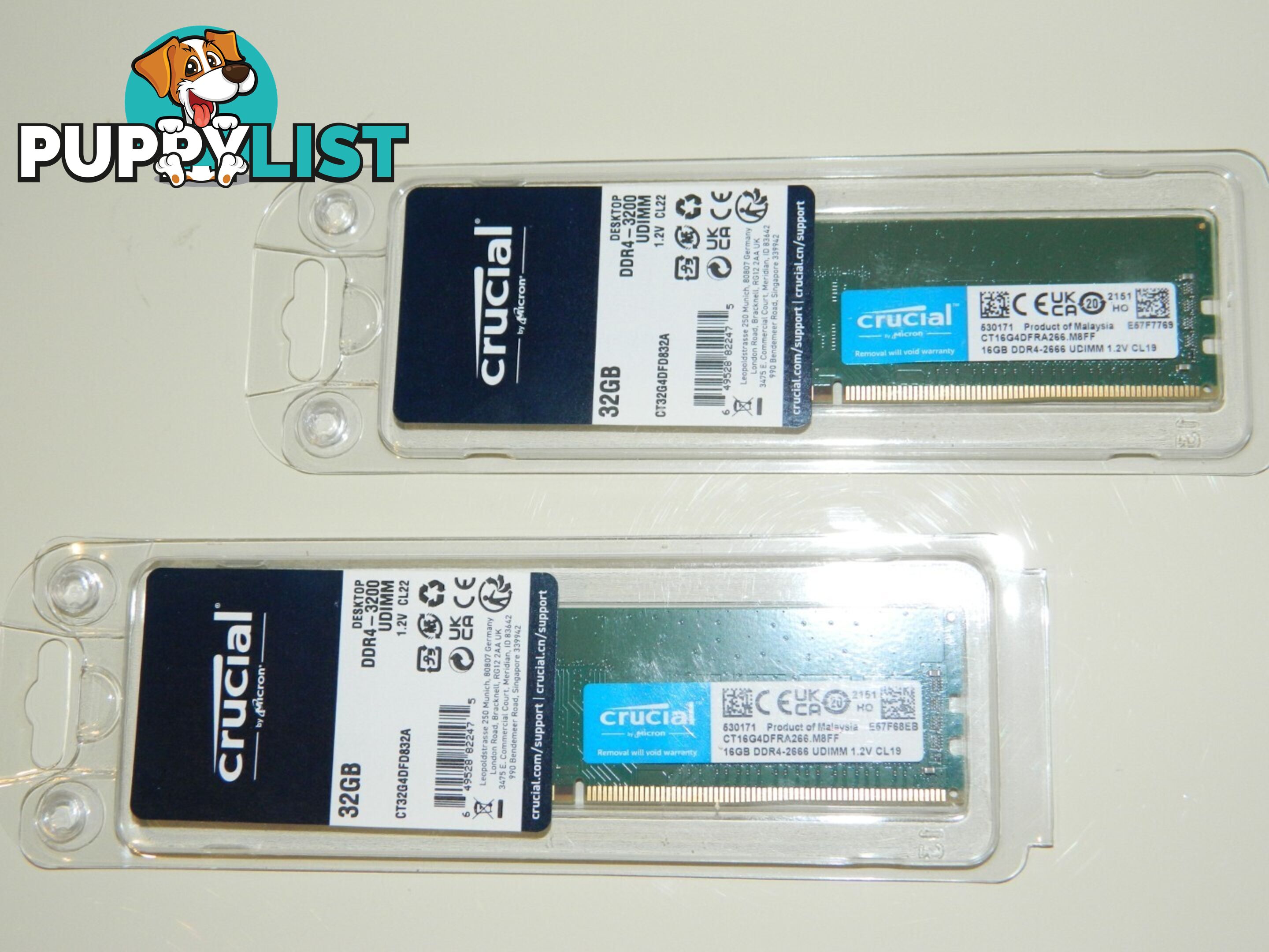 As New working 16GB RAM Crucial DDR4-2666 1.2V