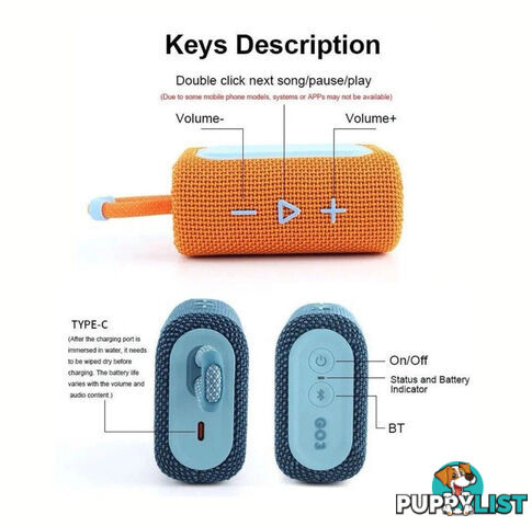 JBL Go3 Wireless Bluetooth Mini Outdoor Portable Stereo Speaker