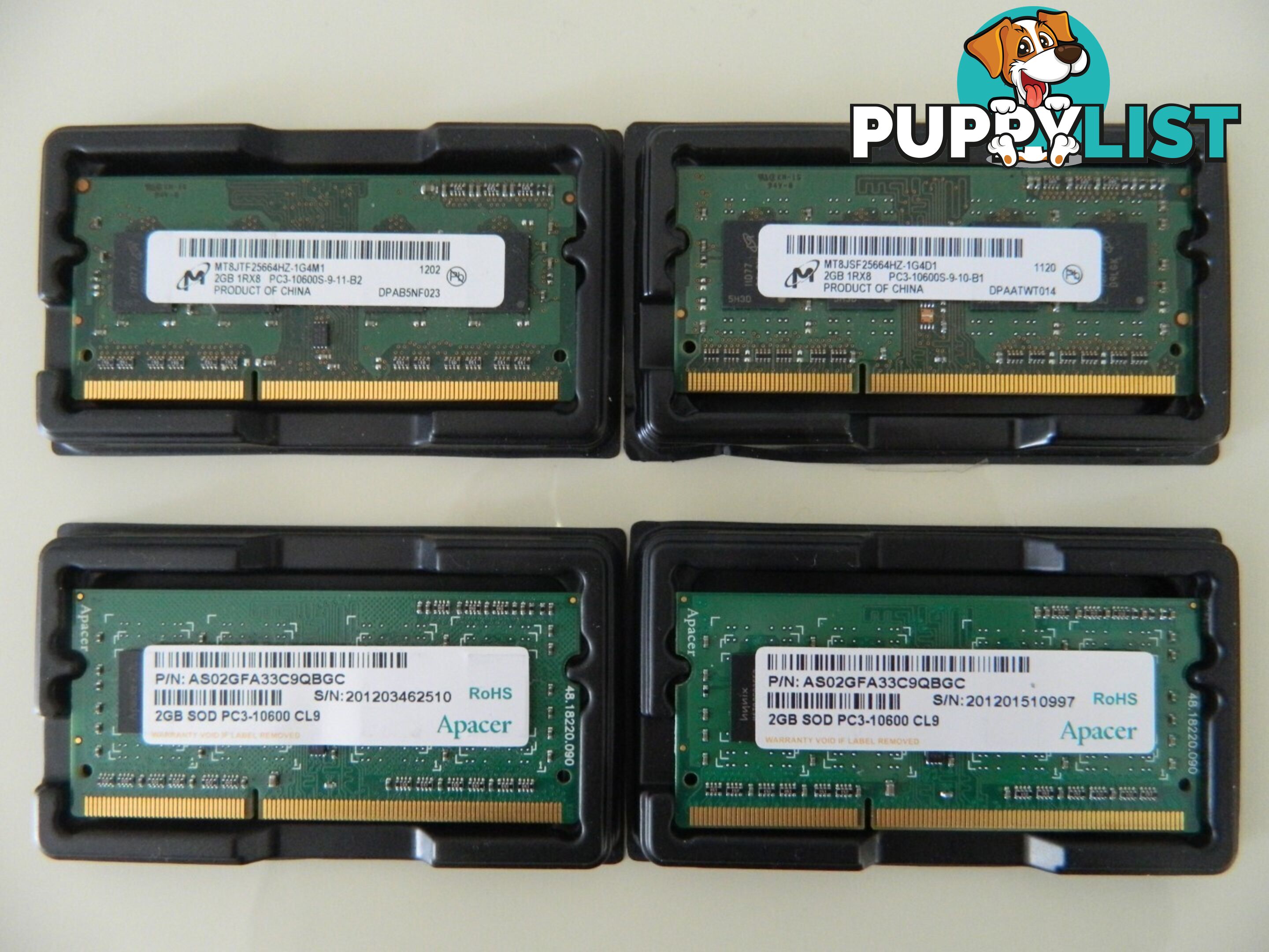 2GB Notebook RAM PC3-8500S/ PC3-10600S