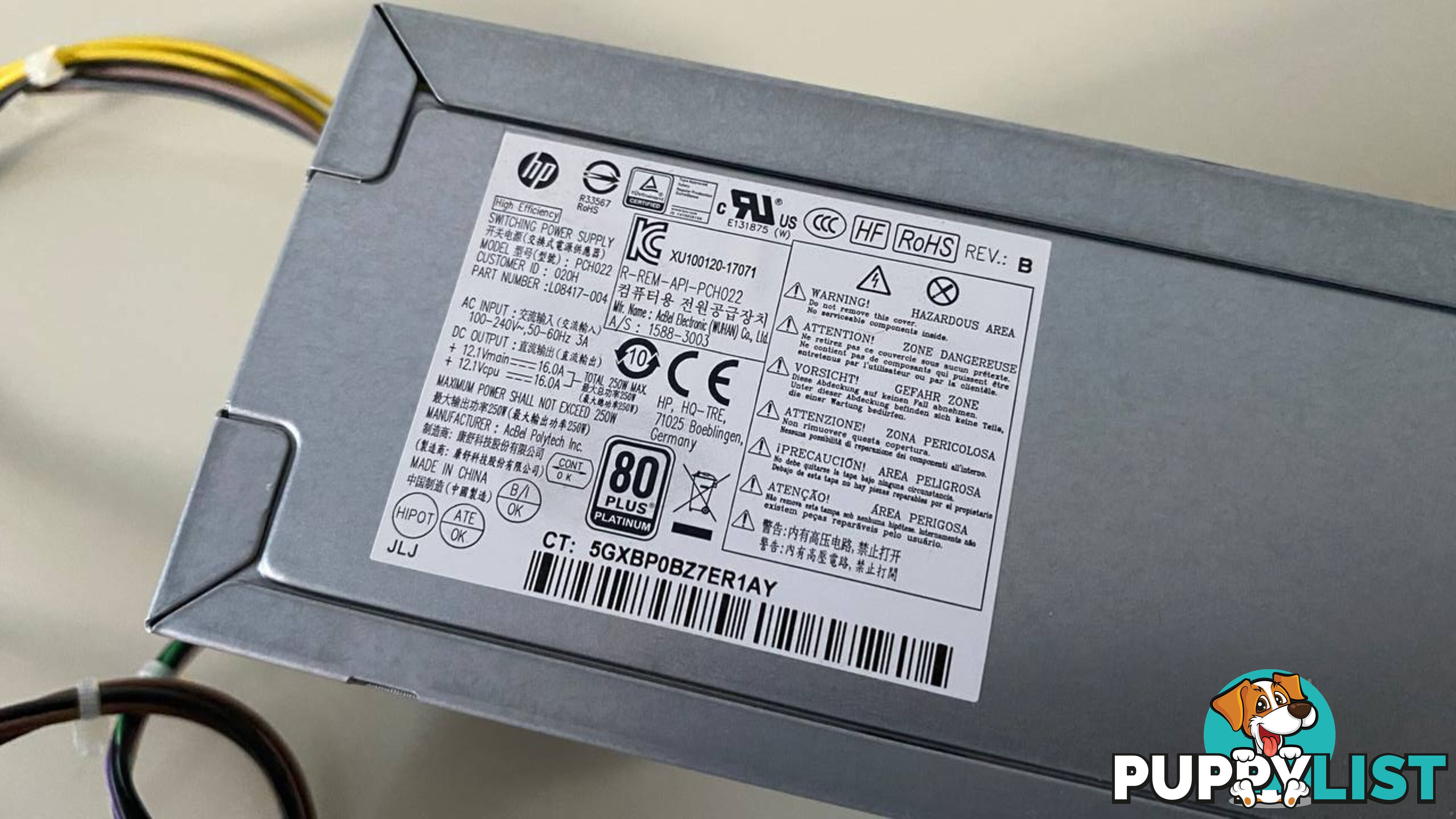 HP Switching Power Supply 250w 800/880 G3 Z2/800 G4 G5 L08417-004