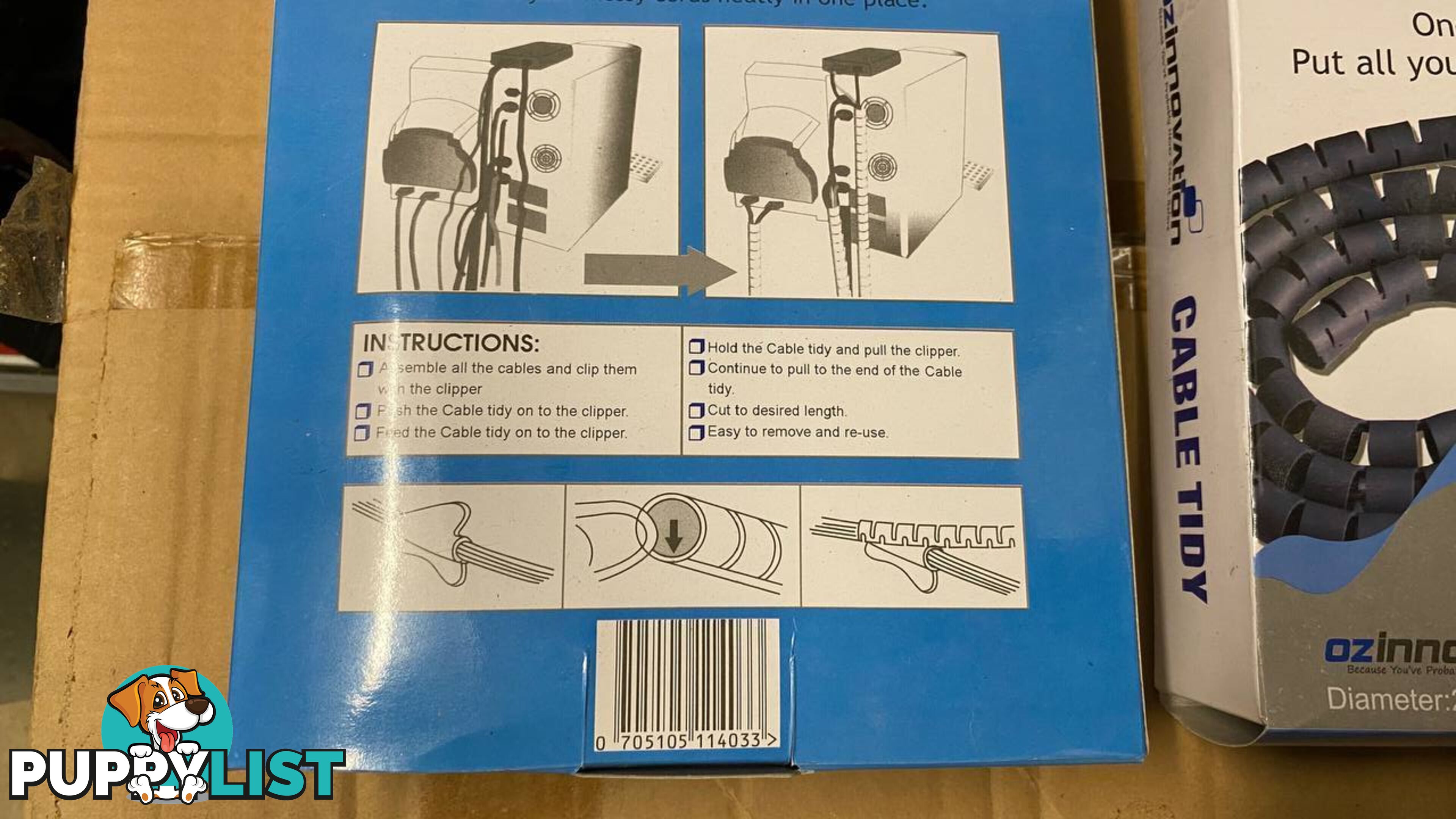 Cable Tidy (OZinnovation) Diameter 25-28mm, Length 1.5m.