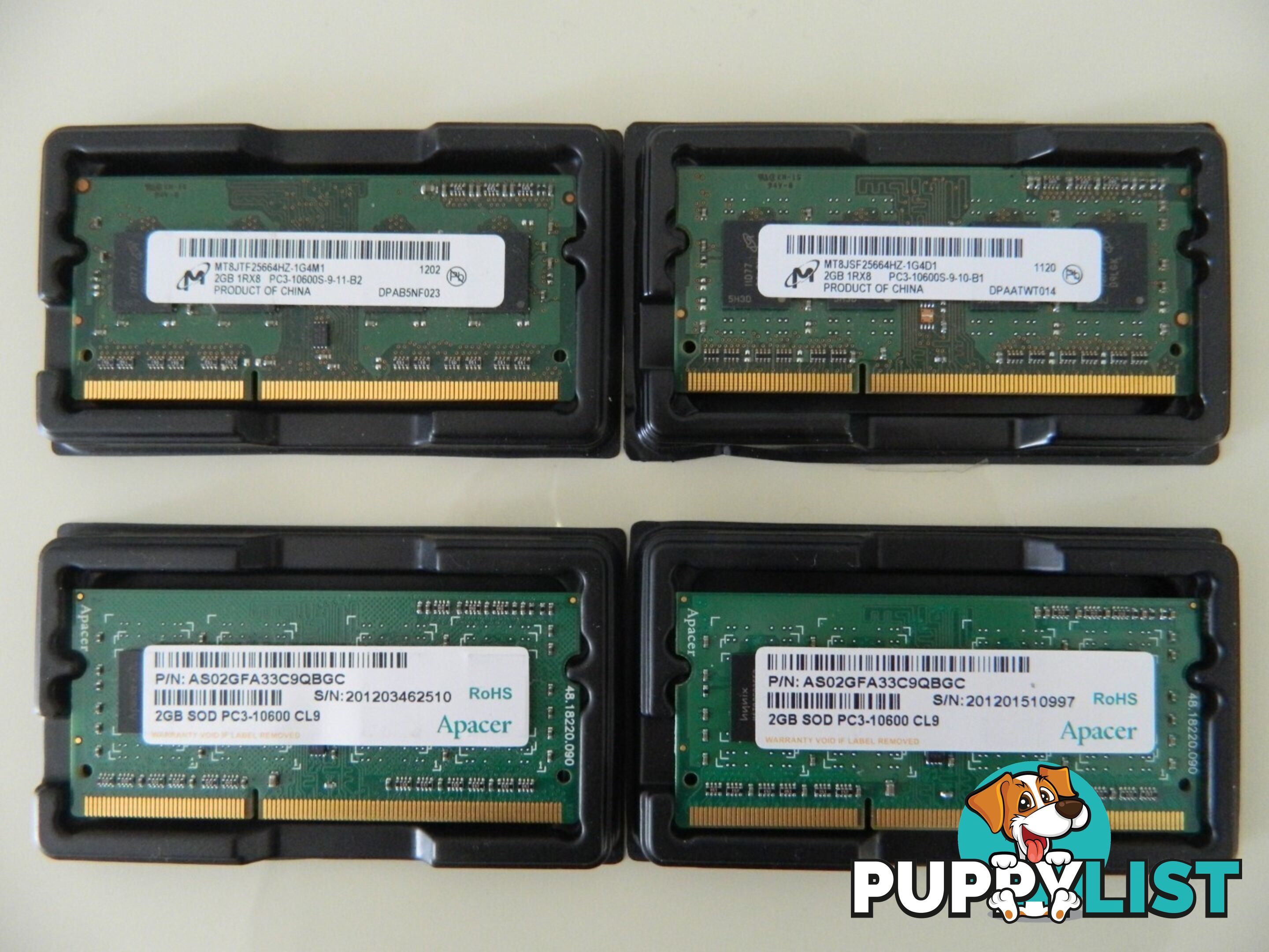 2GB Notebook RAM PC3-8500S/ PC3-10600S