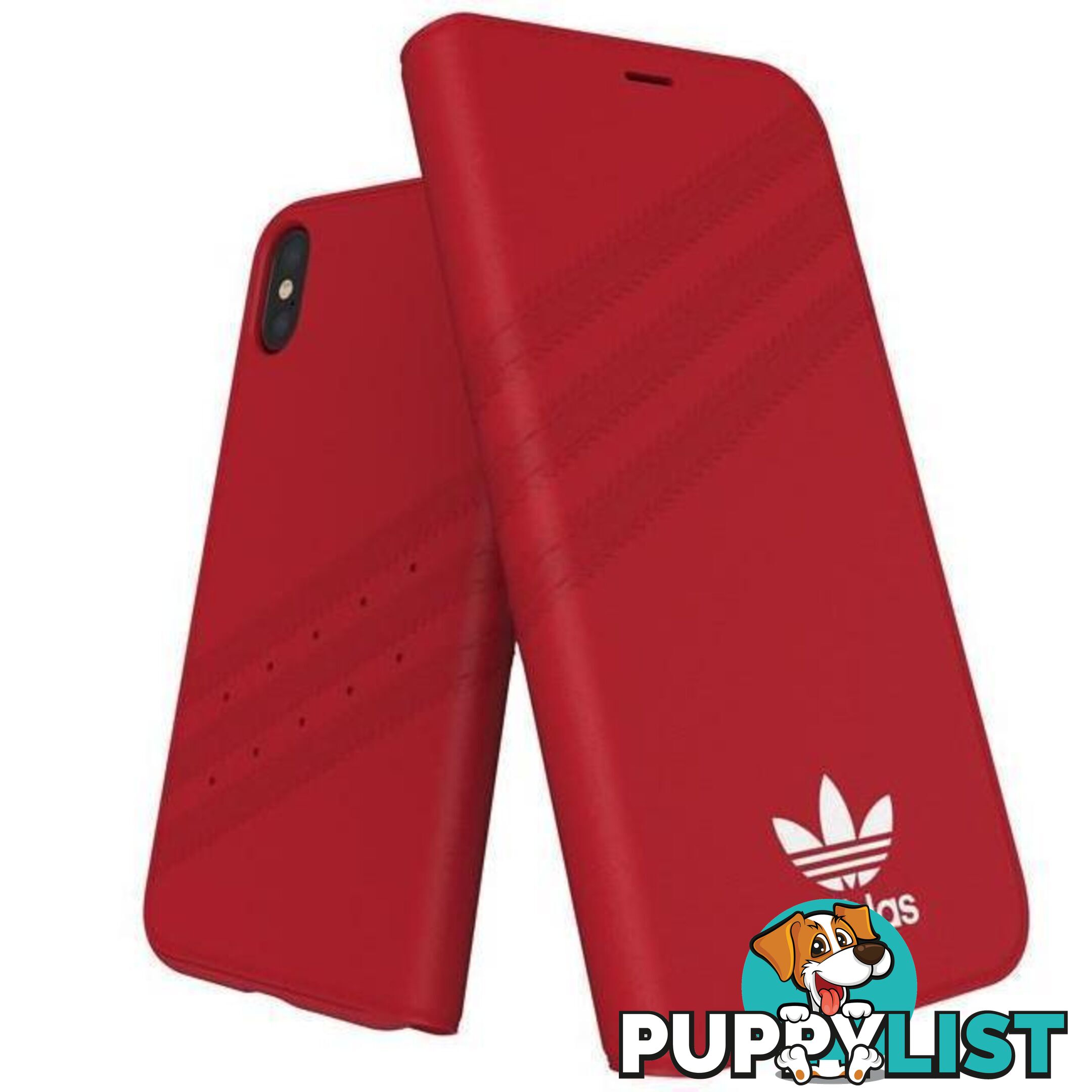 Adidas (Adidas) Clover Classic PU Leather Flip for iPhone X/Xs - Adidas - Red - 8718846047388