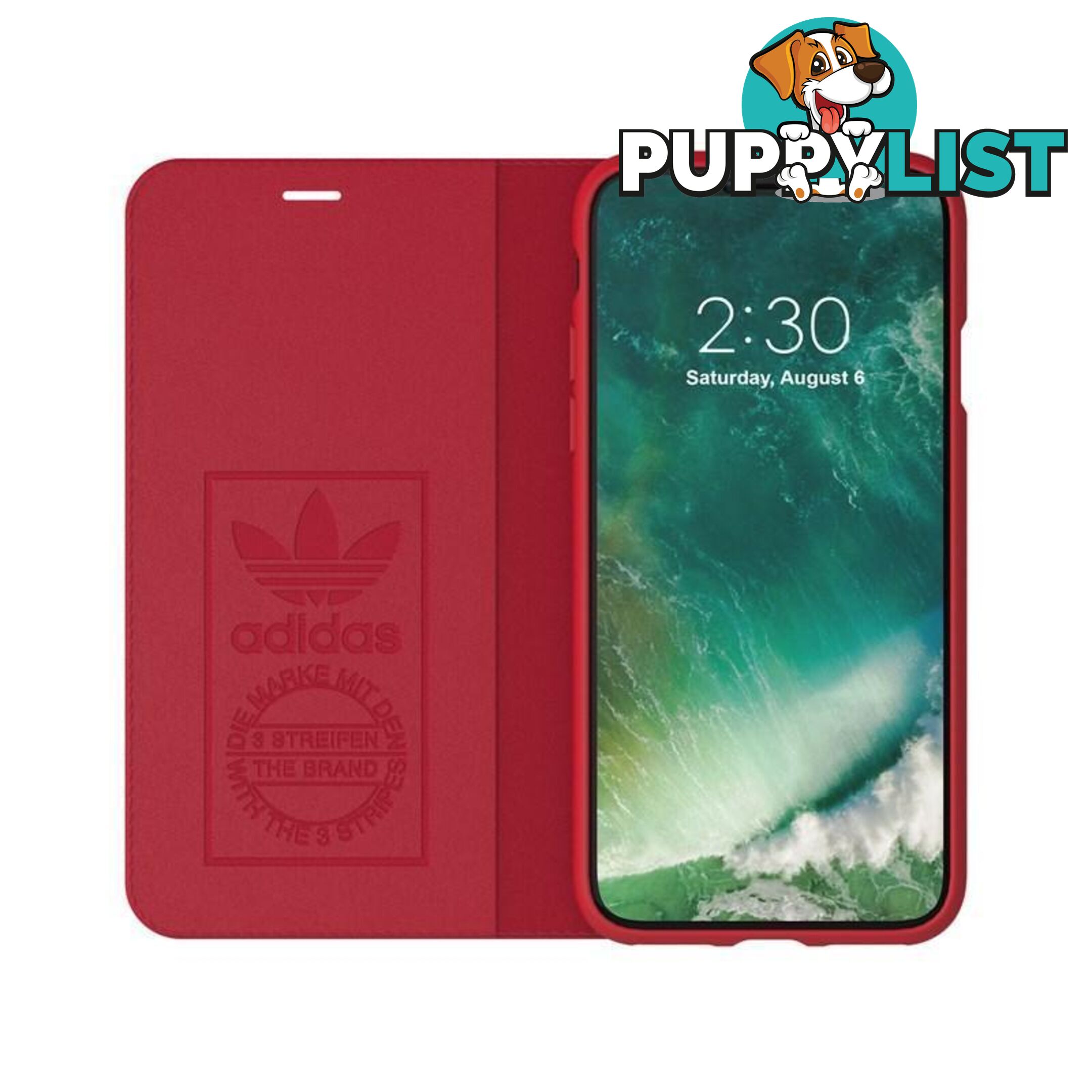 Adidas (Adidas) Clover Classic PU Leather Flip for iPhone X/Xs - Adidas - Red - 8718846047388