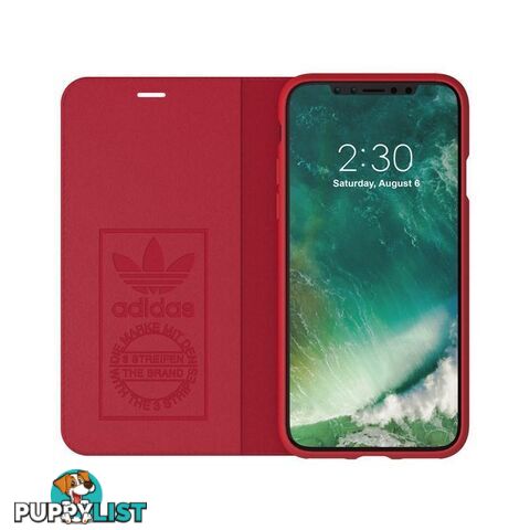 Adidas (Adidas) Clover Classic PU Leather Flip for iPhone X/Xs - Adidas - Red - 8718846047388