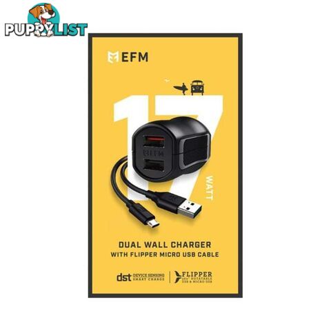 EFM Dual USB Rapid Charge Wall Charger 3.4A With Micro-USB Cable - EFM - 9319655056555