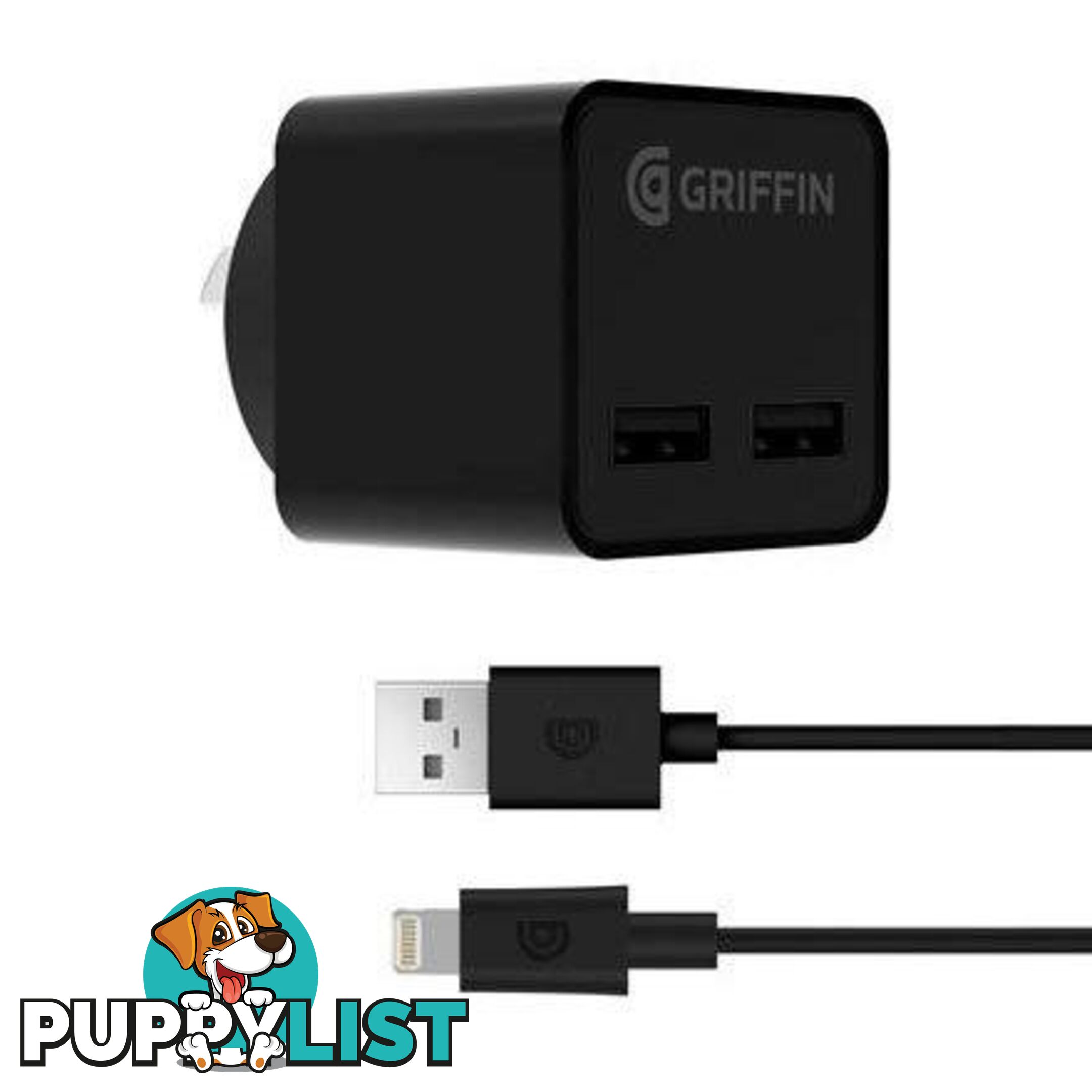 Griffin PowerBlock Dual Port with Lightning cable - Griffin - 191058093226