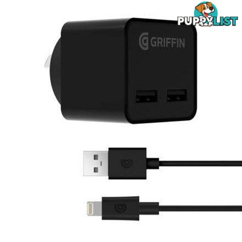 Griffin PowerBlock Dual Port with Lightning cable - Griffin - 191058093226