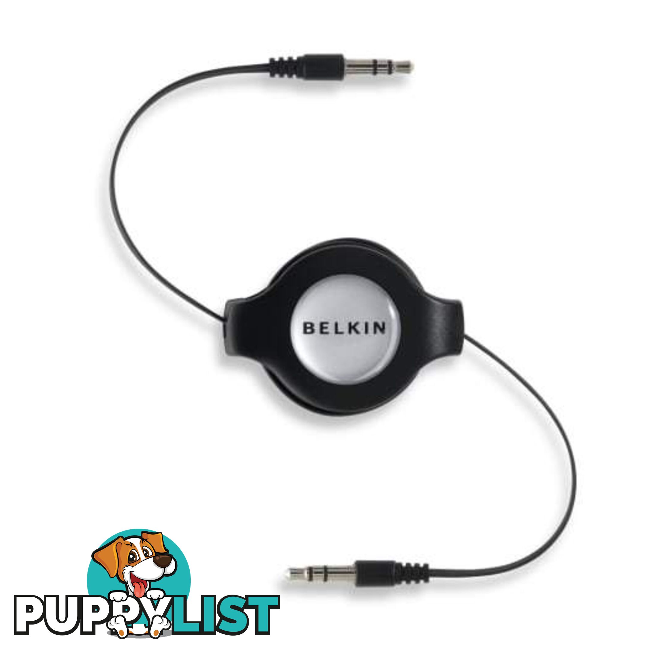 Belkin Retractable Car Stereo Cable 3.5mm Male to 3.5mm Male - Black - Belkin - 722868639238